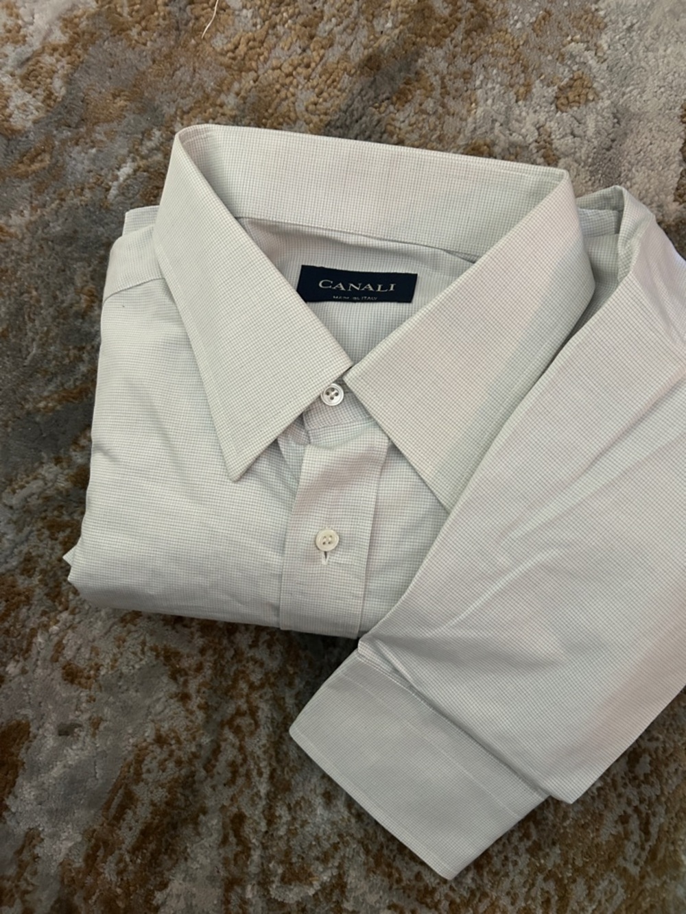 Canali Men's Light Gray Micro-Textured Dress Shirt
